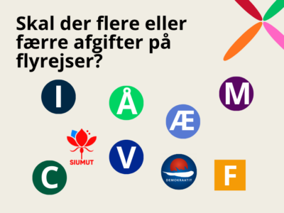 Skal der flere eller færre afgifter på flyrejser? Få overblikket over partiernes svar her.